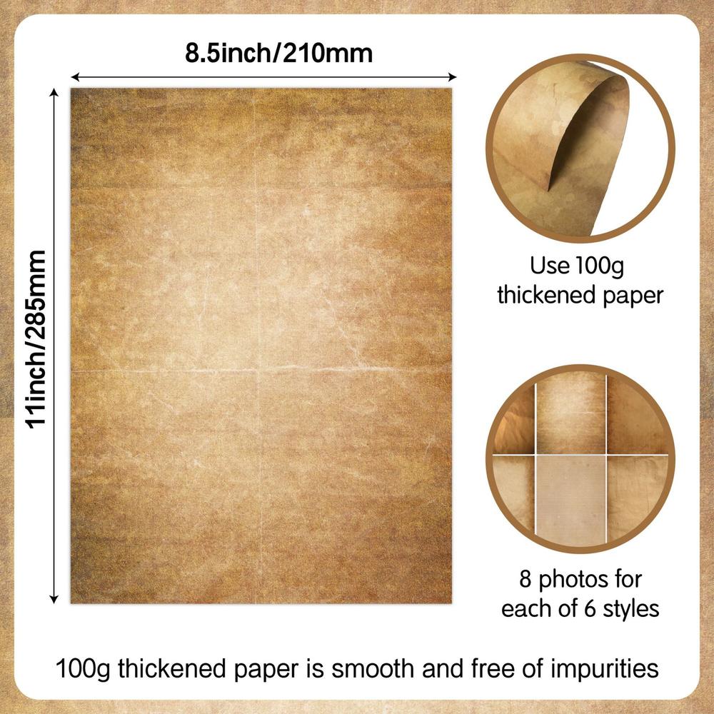 48 Sheets Vintage Paper Creative A4 Size High-Quality Letter Paper Smooth Texture Vintage Design Writing Paper for Invitations. 