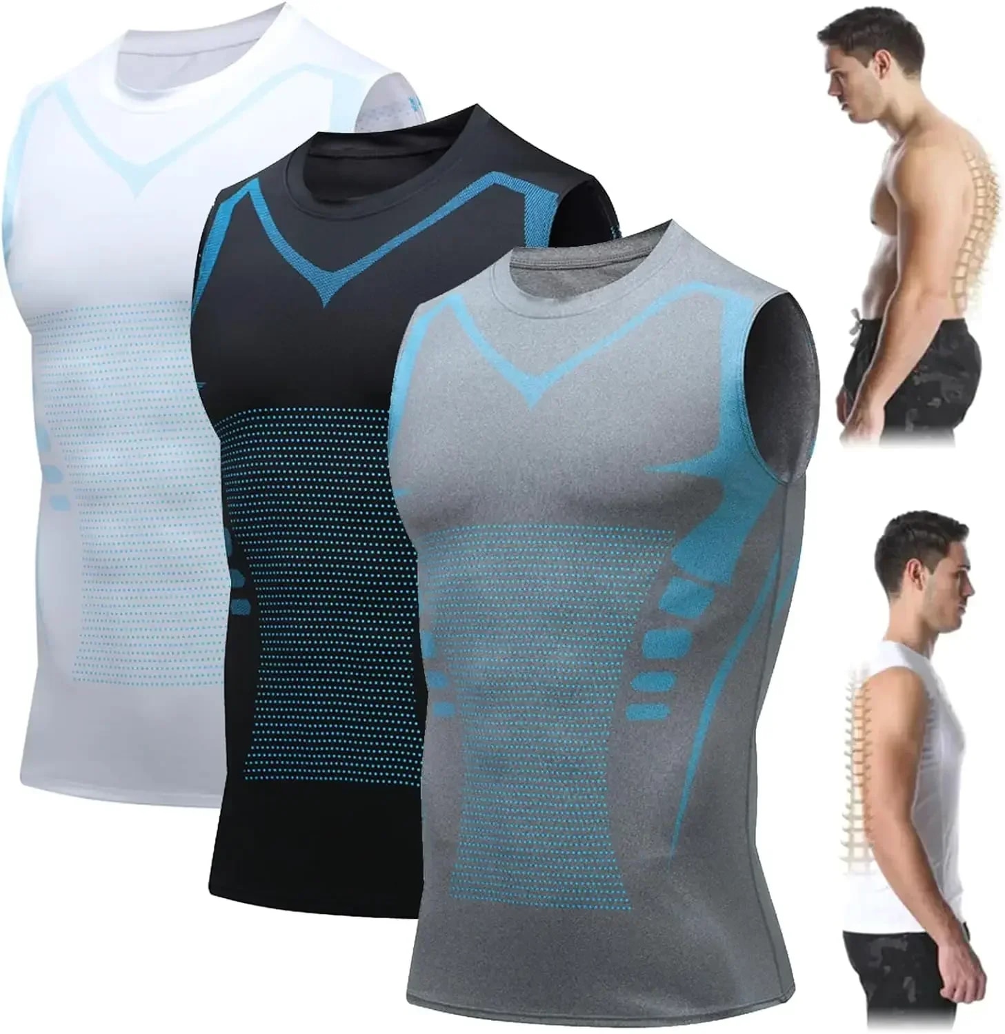 GFOUK MENIONIC Tourmaline Posture Corrector Vest Ionic Shaping Sleeveless Shirt Ionic Shaping Vest for Men Shaping Vest