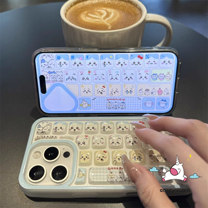 Lovely Hamster Chiikawa Cartoon Funny Expressions Case Compatible for IPhone 13 14 11 16 12 15 Pro Max 16 12 14 15 13 Pro Creative 3D Keyboard Stress Relief Entertainment Soft Case. 