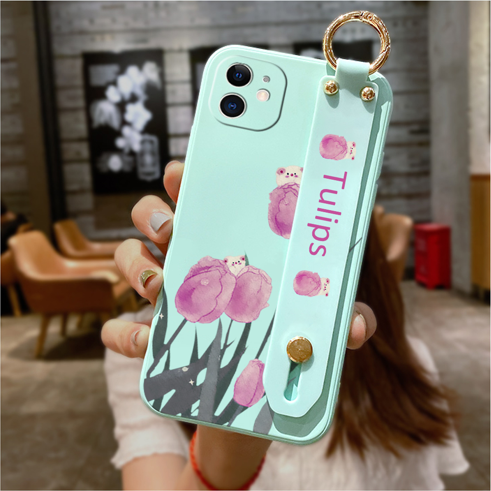 Hontinga for Realme Pro Back Cover Wrist Strap Soft Candy Color