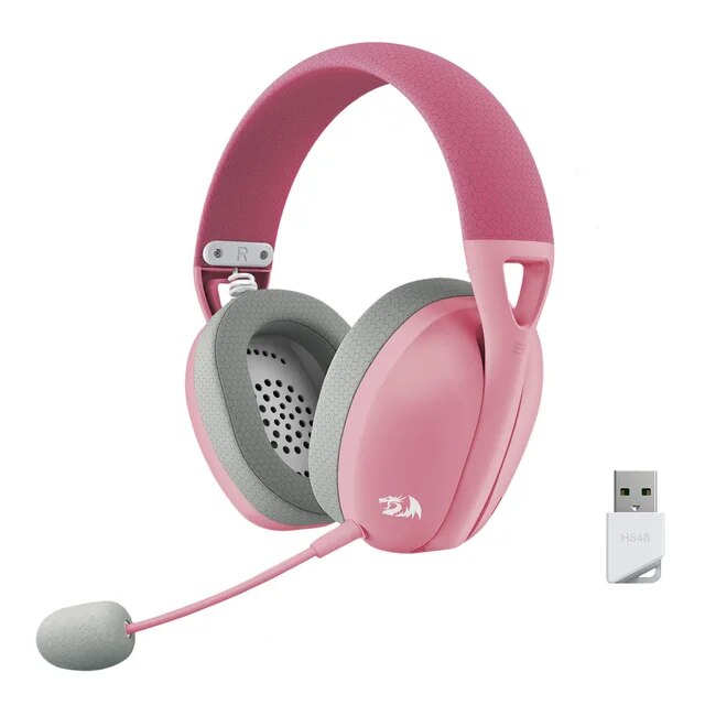 Redragon H848 Headset Bluetooth Wireless Gaming Lightweight 7.1 Surround Sound 40MM Drivers Detachable Microphone Multi Platform. 