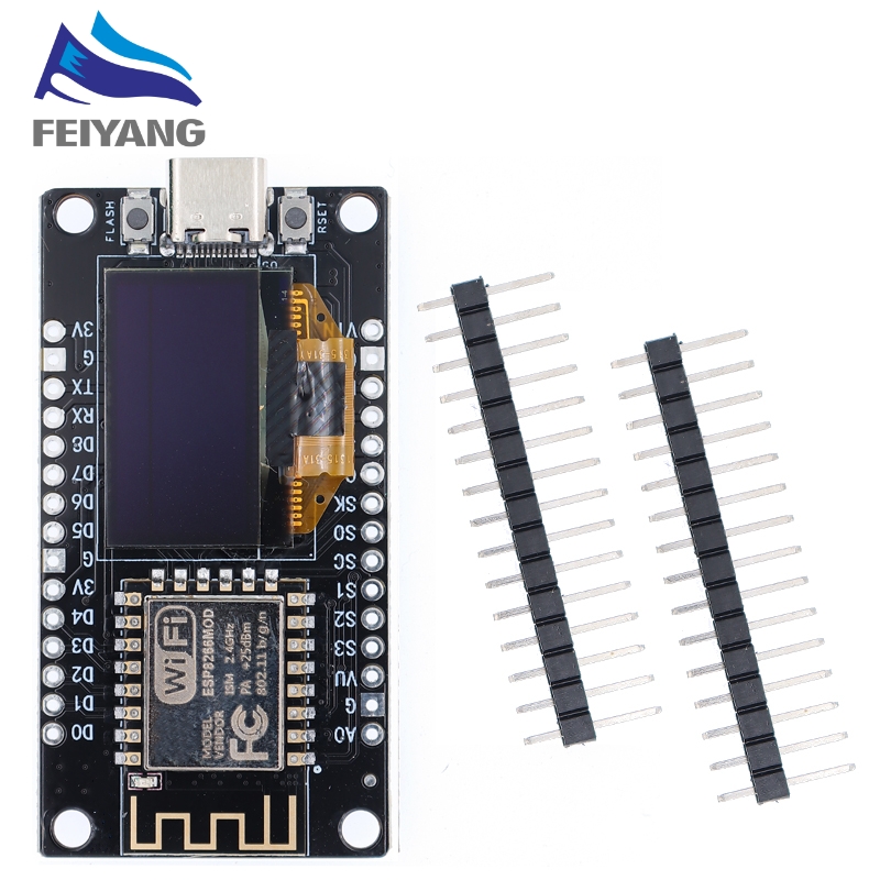 NodeMCU ESP8266 Development Board with 0.96 Inch OLED Displayoptimum, CH340 Driver Module for Arduino IDE/Micropython Programming. 