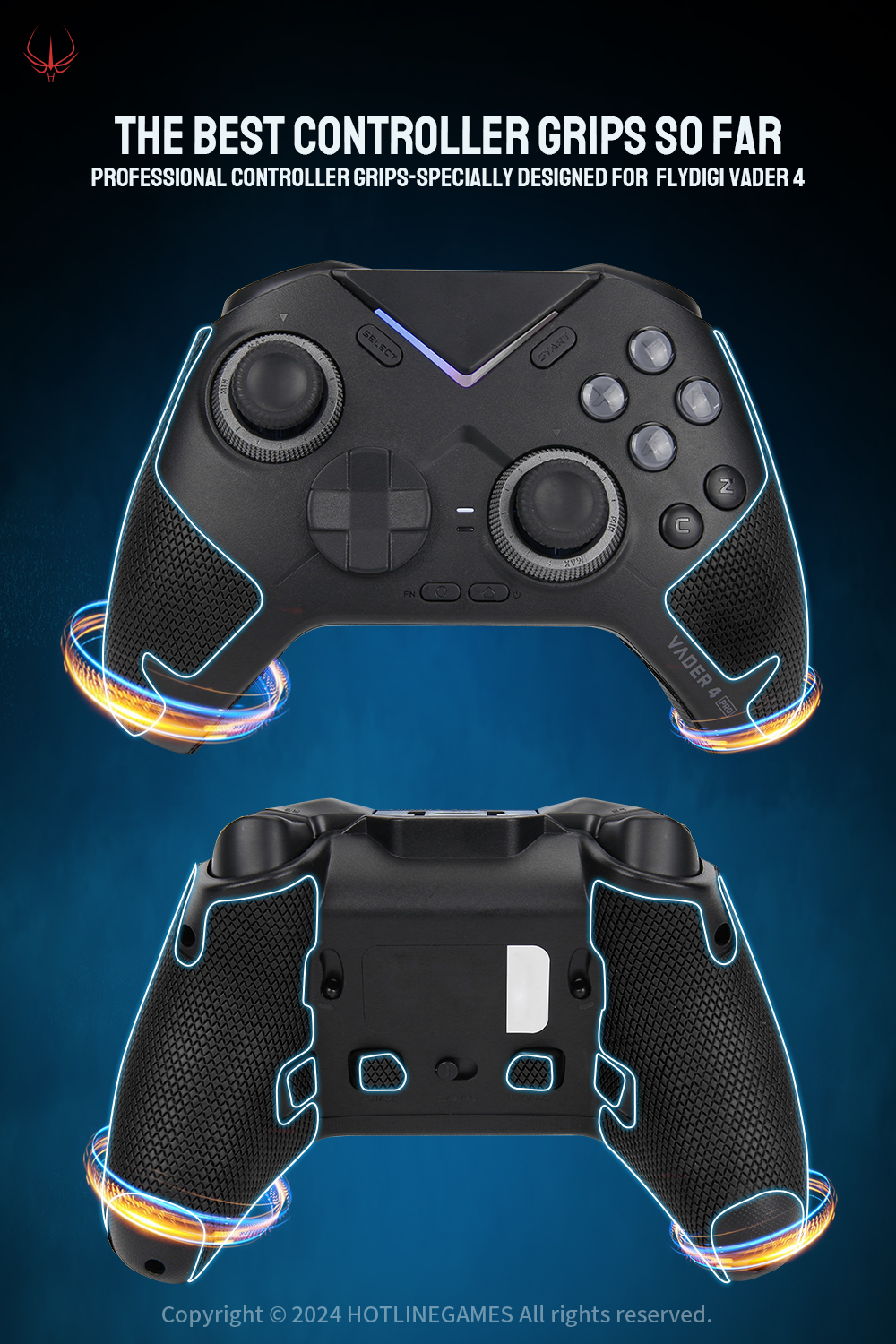 HOTLINE GAMES 2.0 PLUS Controller Grip Tape Compatible With Flydigi Vader 3 / 4 Pro Controller,Non-Slip,Moisture Wicking. 