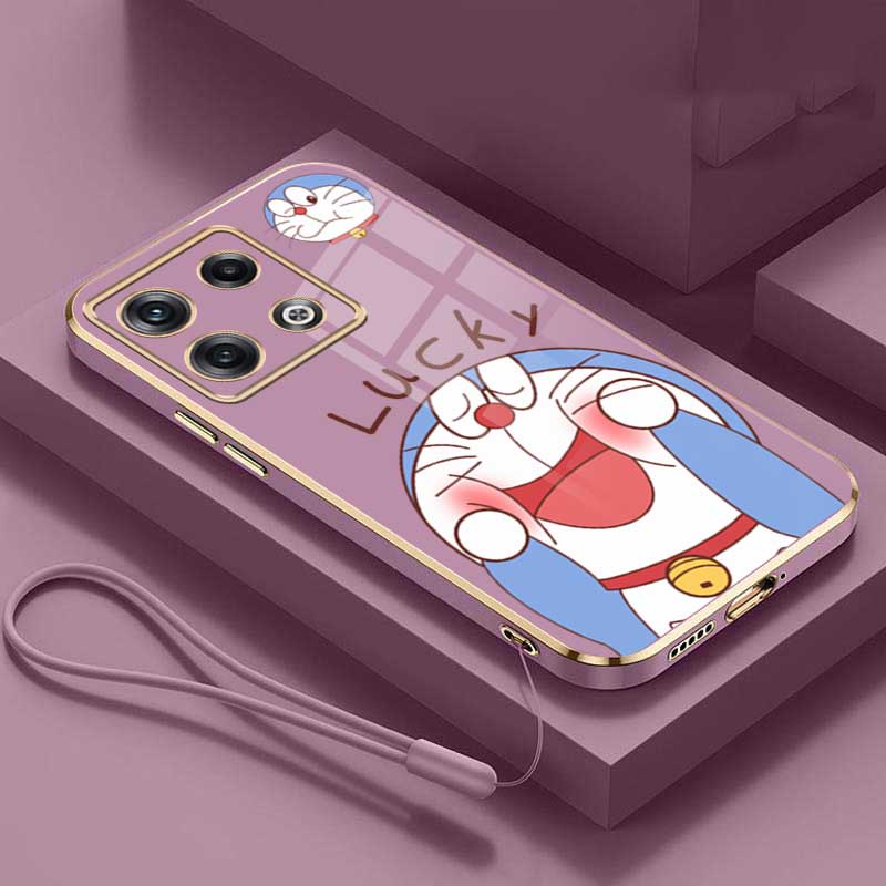 Redmi Note 13 Pro+ Plus 5G Note13 Pro Glossy Lucky Doraemon Casing Square Edges Plating Back TPU Soft Case Cover. 