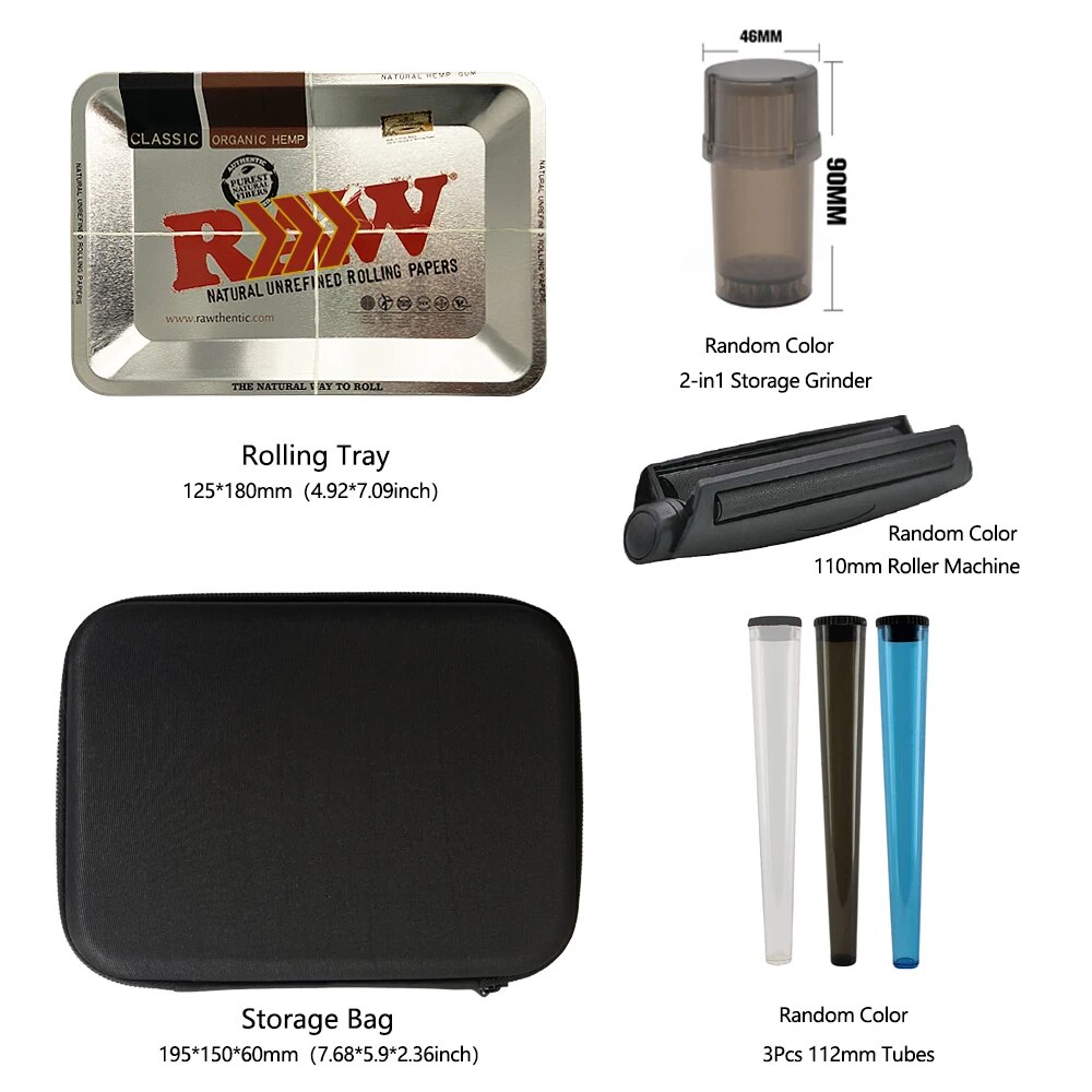 7Pcs Tobacco Kit Metal Rolling Trays Set Storage Spices Crusher Airtight Container Herb Grinder Travel Case rolling machine. 