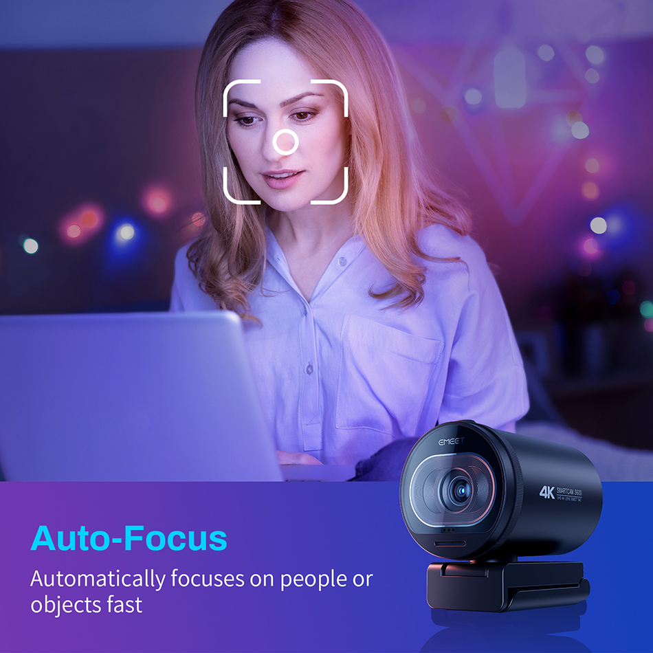4K Webcam EMEET S600 Web Camera 1080P 60FPS Streaming USB Camera Autofocus Living Stream Camera With Mics for Tiktok/YouTube. 