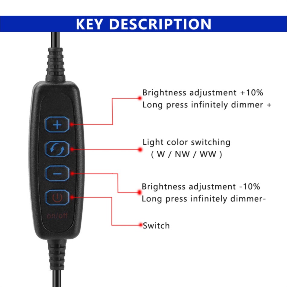 USB LED Dimmer 5V LED External Switch Control Cable 2m for Dual Color LED Strip Light Brightness Color Temperature Adjustment. 