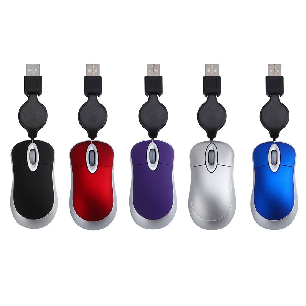 Retractable Mini 1200DPI Wired Mouse USB Optical Mouse Ergonomics Office Gaming Mouse Computer Mice For PC Laptop Notebook. 