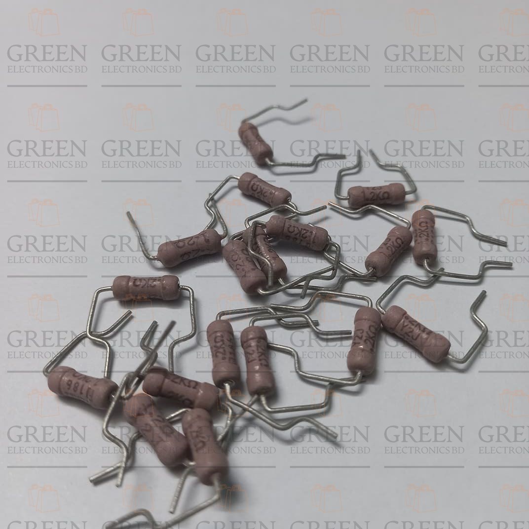 5Pcs 2W 1.2K Ohm Resistor Metal Oxide Film Resistors Flameproof Power 2 Watt 1.2K Ohm Metal Oxide Resistors 5% Tolerance Passive Components. 