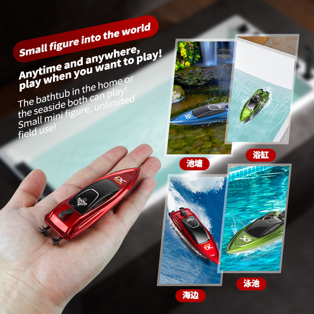 Mini Rc Boat 5km/h Radio Remote Controlled High Speed Ship With Led Light Palm-boat Summer Water Toy Pool Toys Models Gifts. 