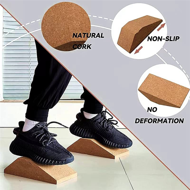 2PCS Cork Squat Wedge Block Non Squat Ramp,Squat Platform for Heel Elevated Squats and Calf Raises,Slant Board. 