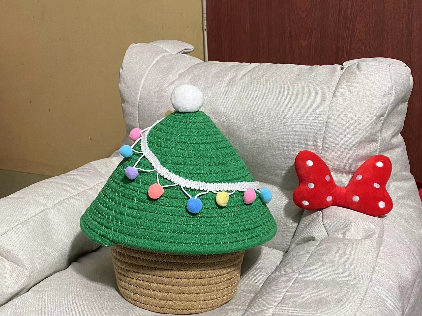 Creative Christmas tree style covered cotton rope woven storage basket Desktop sundries remote control storage basket small storage basket