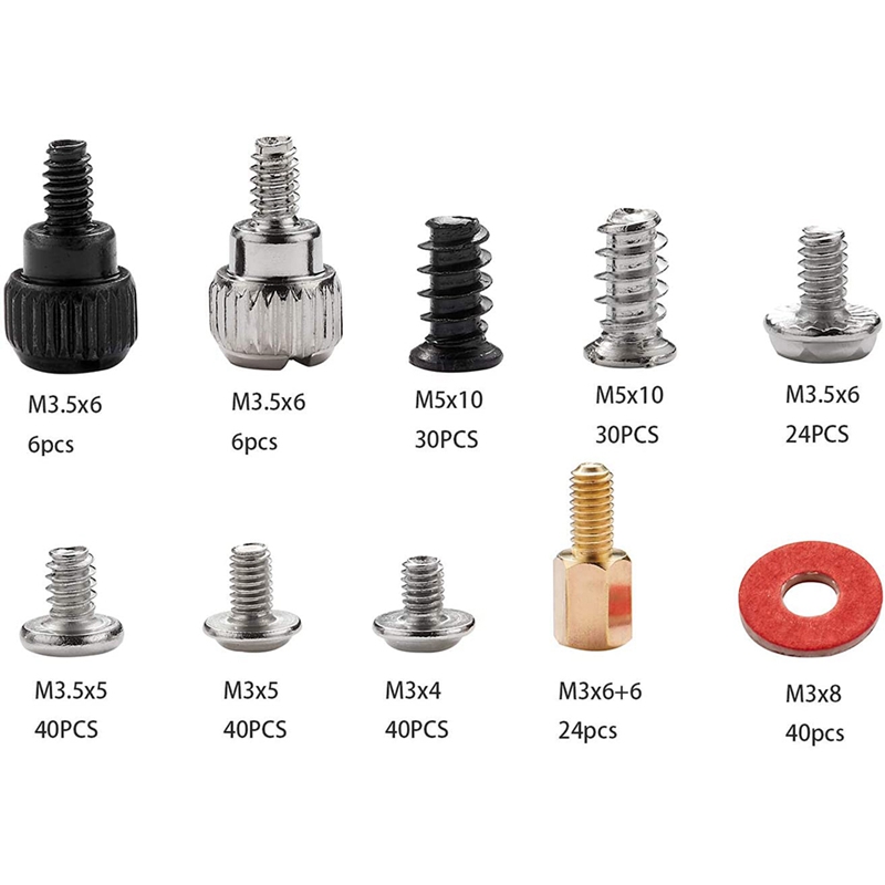 280PCS Computer Screw Standoffs Set Kit M3 M3.5 M5 Screw for Hard Drive Computer Case Motherboard Fan Power Image. 
