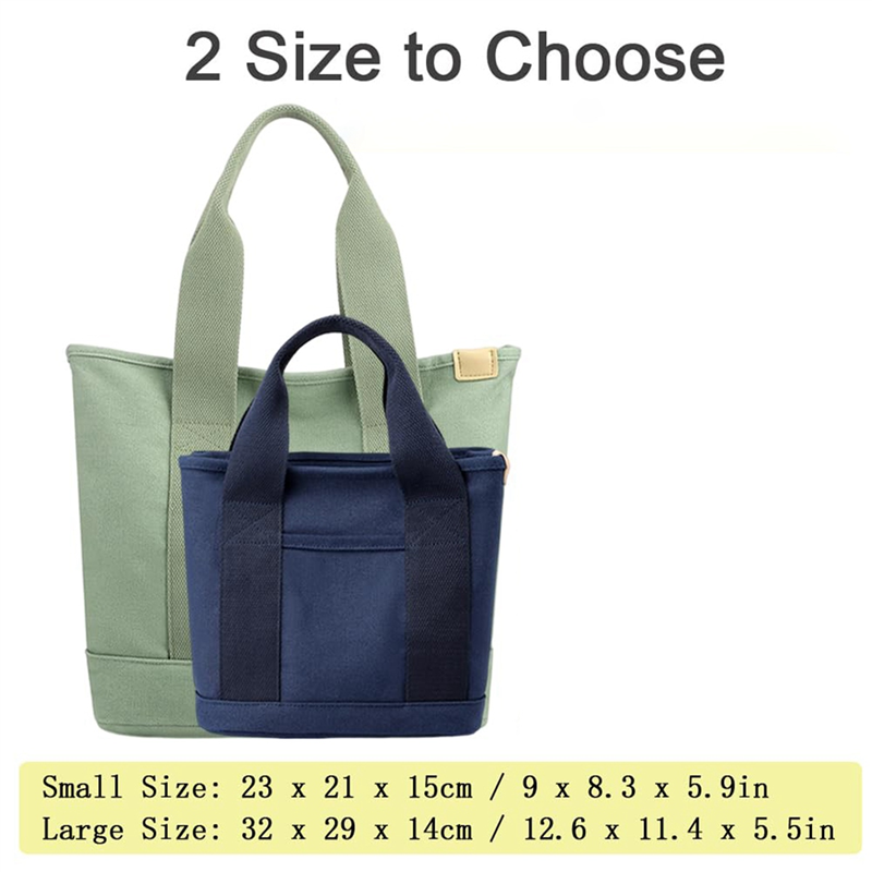 Multi-Pocket Tote Bag with Zipper, Canvas Japanese Handmade Handbag with Compartments, Multifunction Green Durable Easy to Use 32 X 14 X 29cm. 