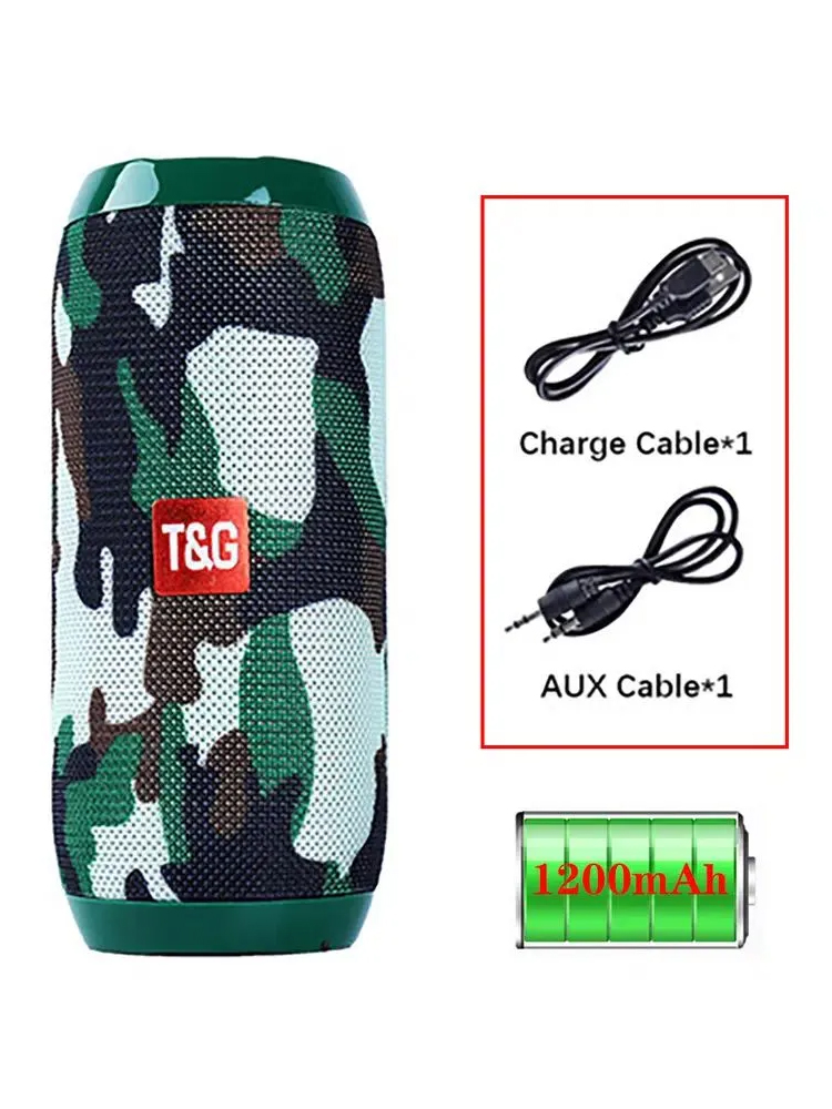 TG117 Portable Bluetooth Speaker Outdoor Wireless Woofer Free Call /FM/TF Card/USB Flash Drive Connect Mobile Phone/Tablet/TV. 