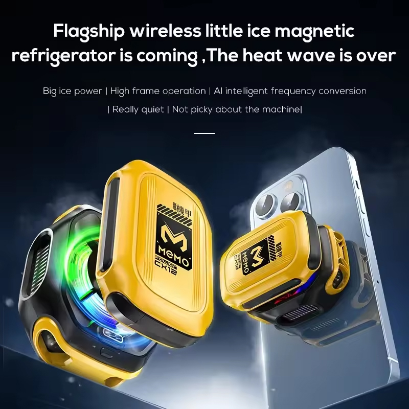 MEMO CX12 Magnetic Phone Cooler Fan with Battery & Digital Display | 10W Powerful Cooling Radiator for Gaming & Long Use. 