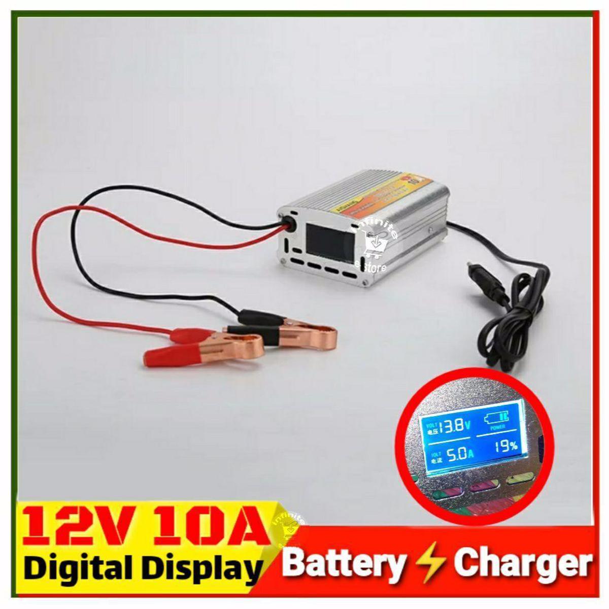 Lcd Display Three Phase 12v 10a Intelligent Auto Lead Acid Battery Charger Smart Power Battery