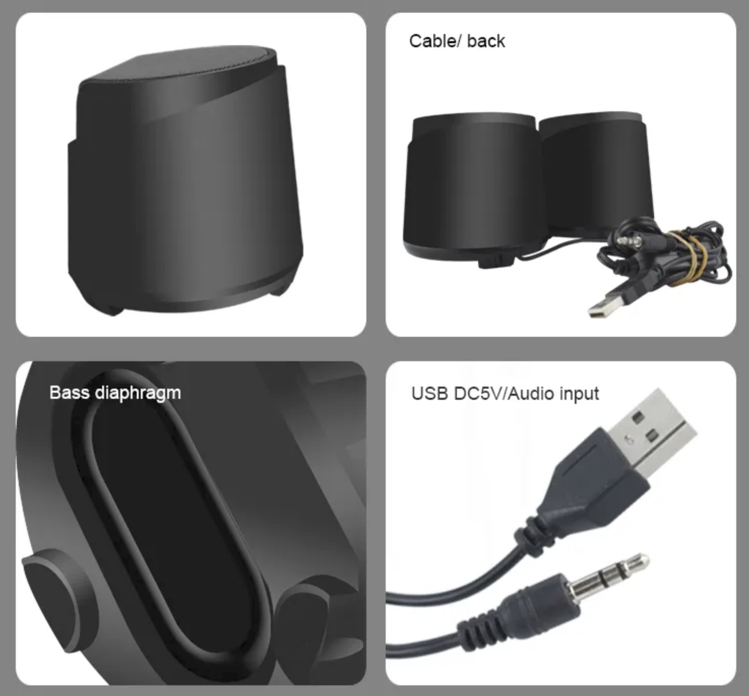 Kisonli K500 USB 2.0 Computer Speaker with Dual Bass for Gaming and Music. 