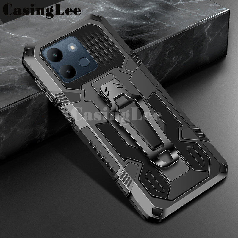 For infinix Smart 7 Case Shockproof Armor Stand case with Metal Clip Back cover For infinix Smart7 Phone cases Car Mountaineering phone case. 