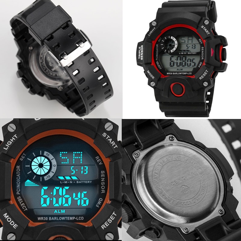 YIKAZE Men Sport Watch LED Digital Watch Multifunctional Clock Waterproof Outdoor Luminous Electronic Watch for Kids. 