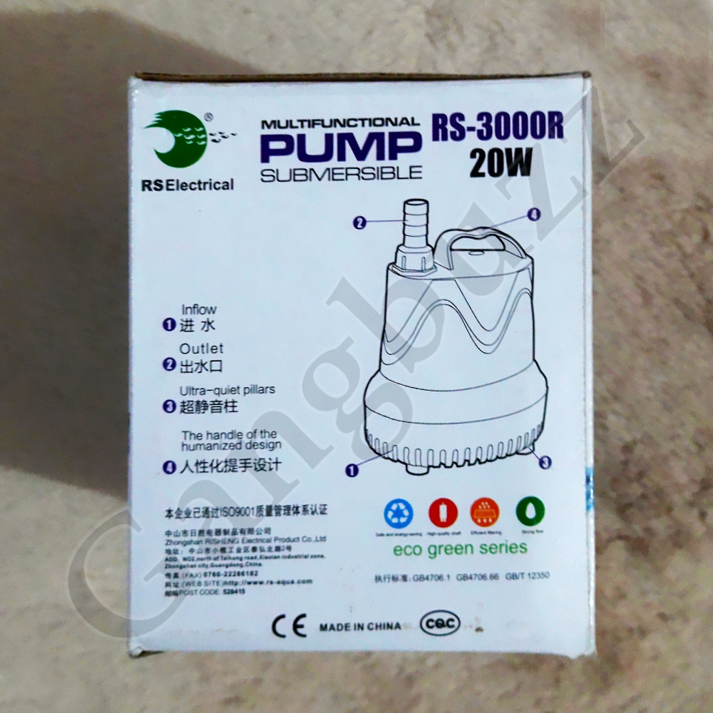 Multifunctional Water Pump - RS Electrical (RS-3000R) - Fully Submersible, Multifunctional Bottom Suction Water Pump | 20 Watt, 2 Meter Max Height, & 1000 L/H Flow Rate |. 