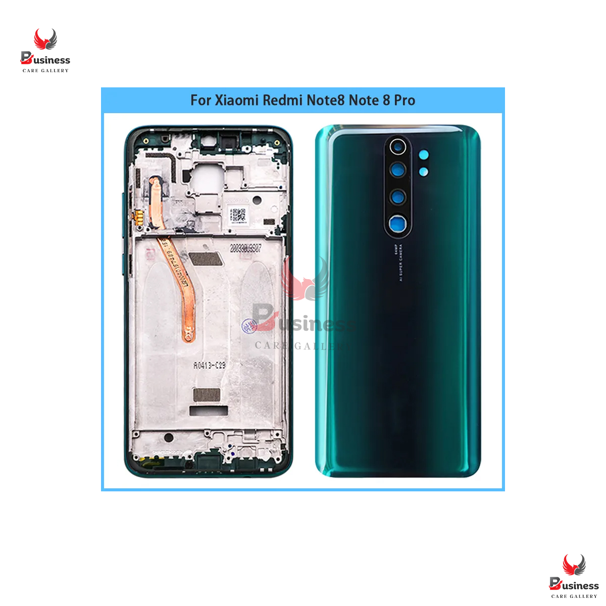 For Xiaomi Redmi Note 8 Pro Middle Frame LCD Supporting Plate Housing Frame Bezel+Battery Back Cover Glass+Camera Lens Replace. 