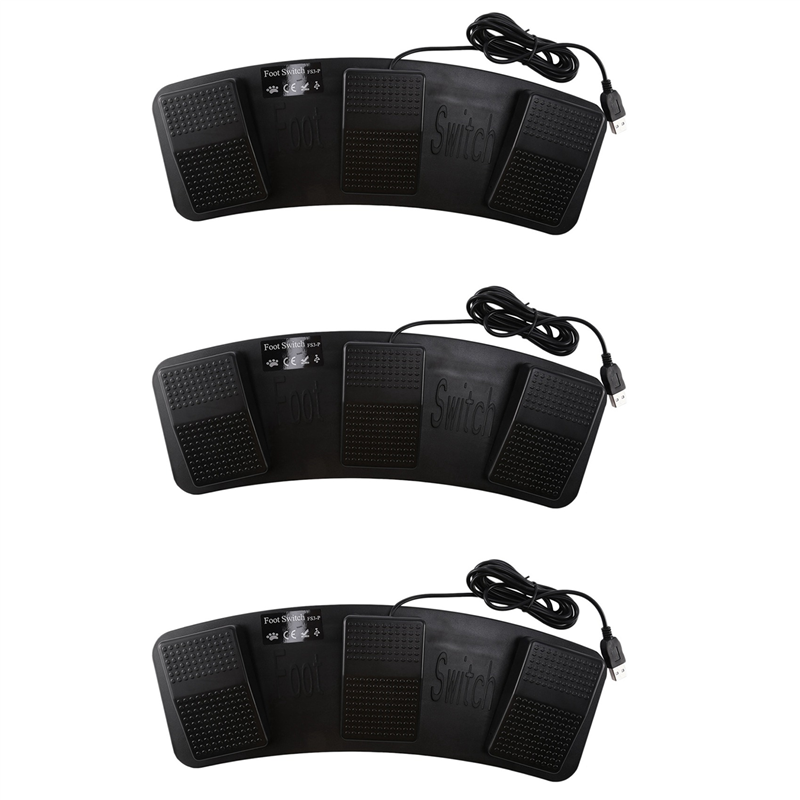 3X Fs3-P USB Triple Foot Switch Pedal Control Keyboard Mouse 3 Pedals Any Key on Keyboard Combination Key