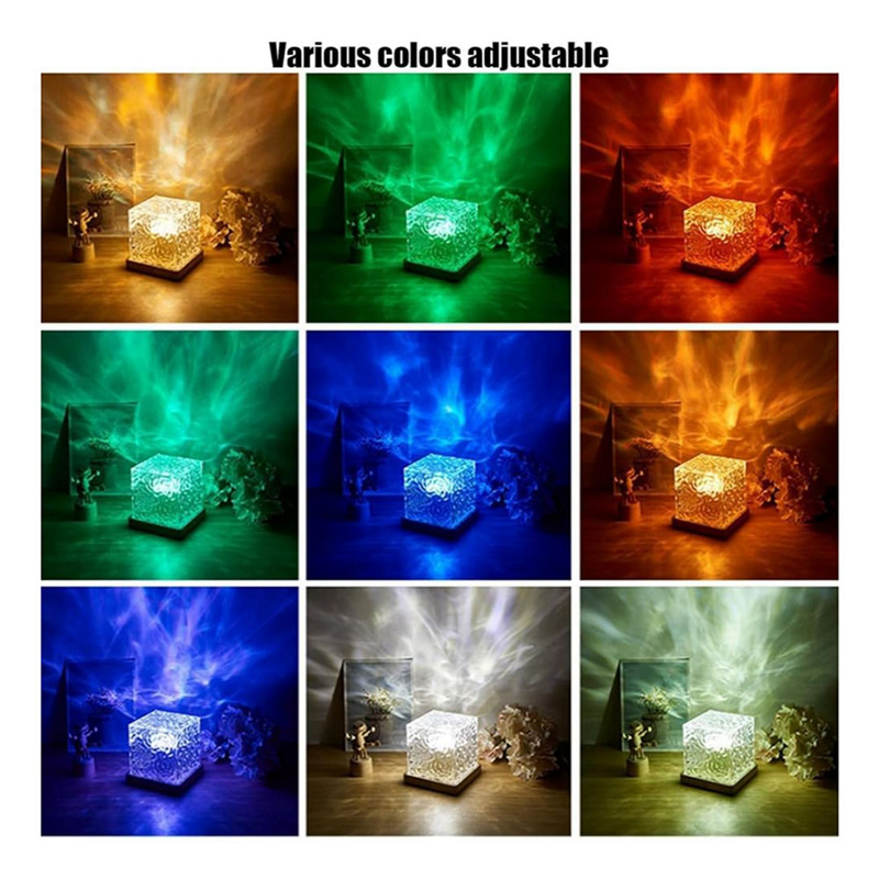 2X Northern Lights Lamp,Wave-Cube Lamp, Projector,16 Color Water Wave Effect Lights for Bedroom-C. 