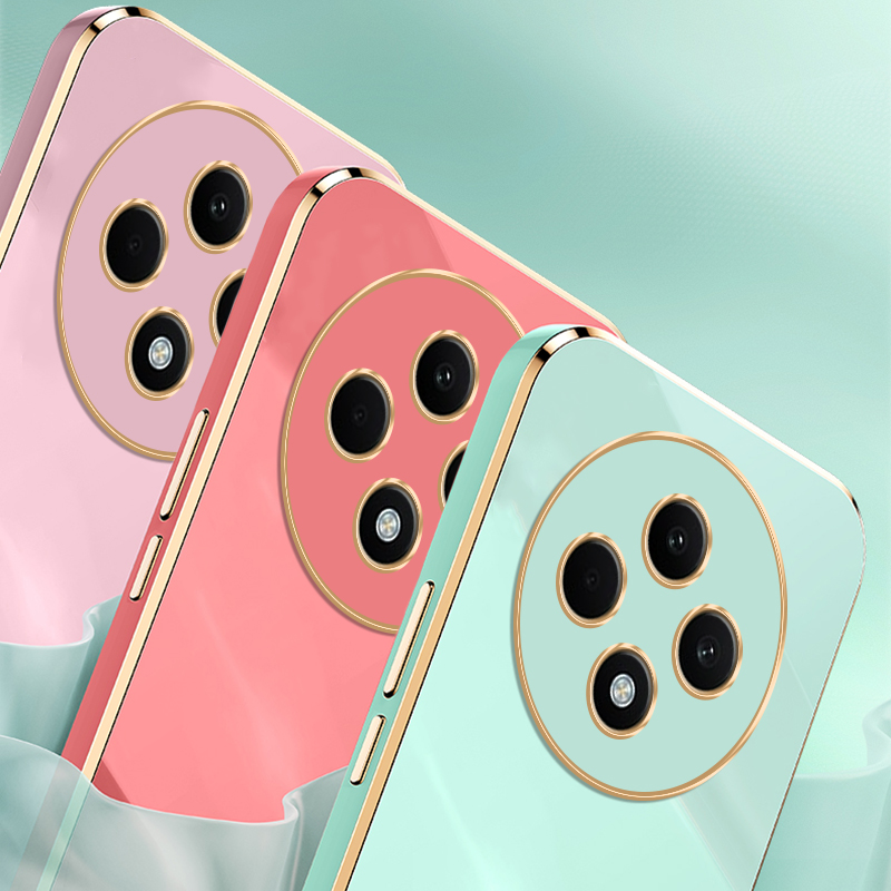 Tokifu For OPPO Reno 12F Case Luxury 6D Plating Soft Back Cover Silicone Phone Cases With Stand. 