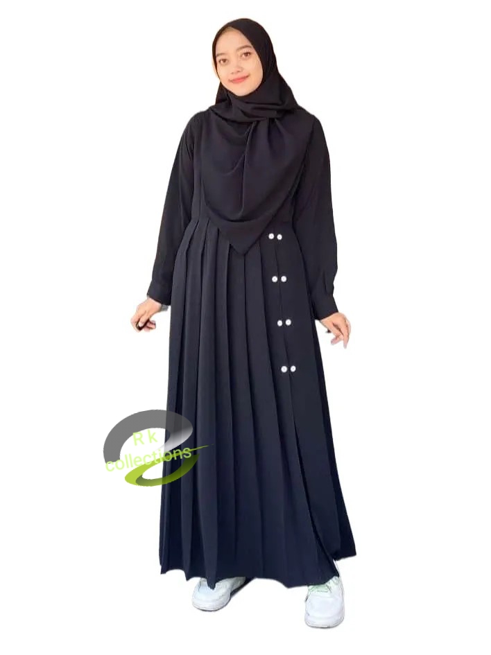 Dubai cherry fabric side  button pelate abaya borka without hijab. 