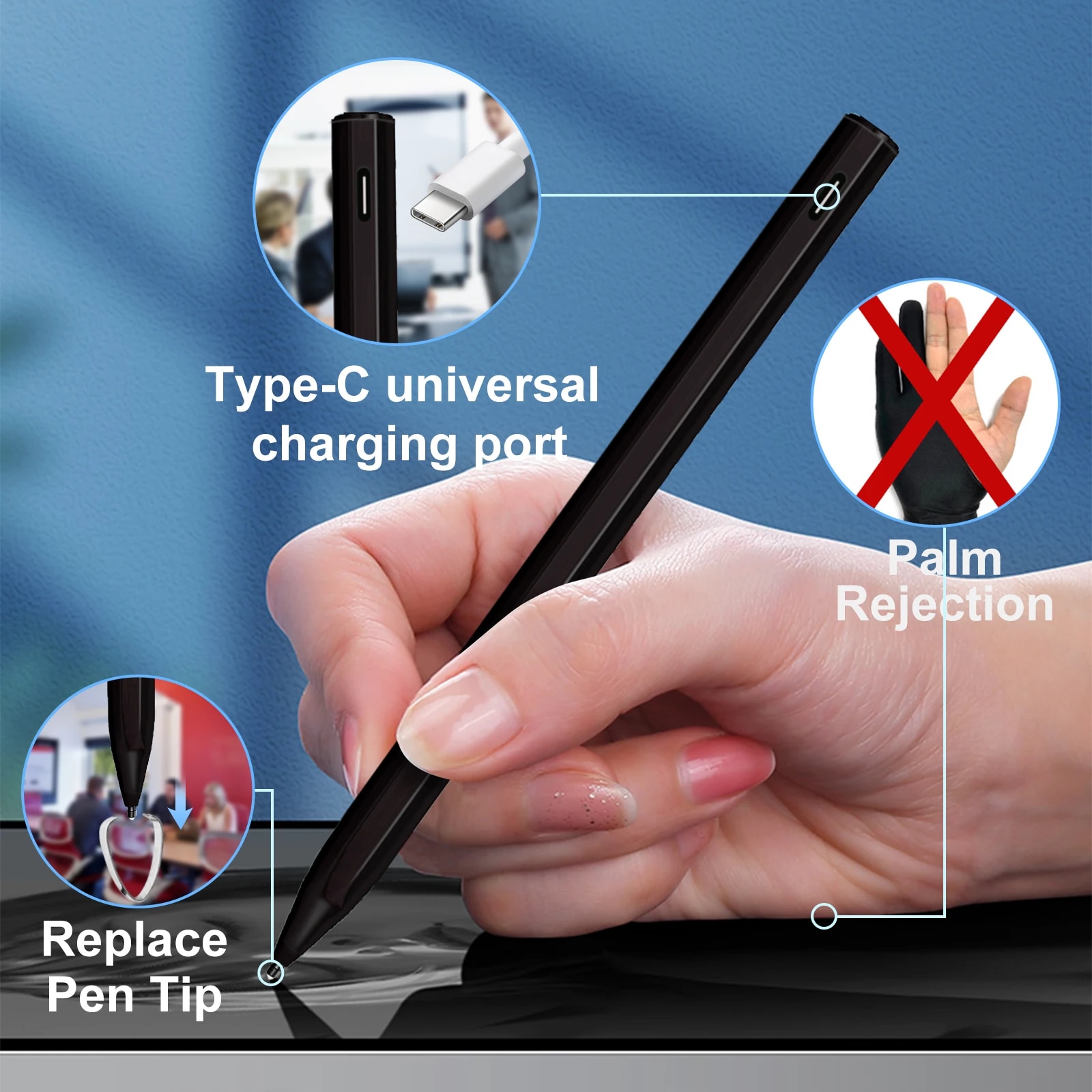 Stylus Pen for Surface USB-C Charging 4096 for Microsoft Surface Pro 8 7 6 5 4 3 X/ Surface 3/Go 3 2/Laptop 4 3 2/Book 3 2 1. 