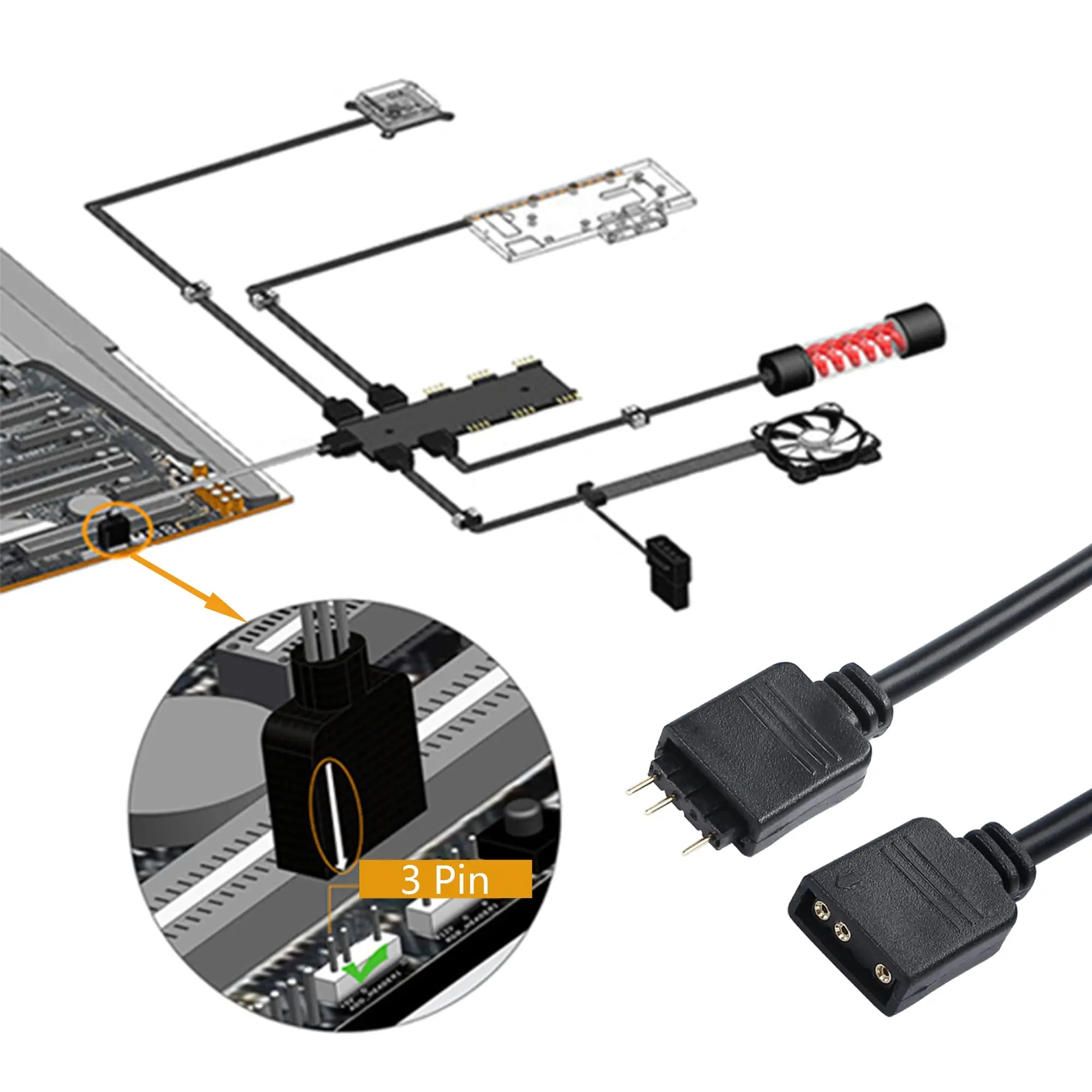 Motherboard RGB SYNC Splitter 5V 3Pin ARGB/12V 4Pin RGB SYNC HUB Transfer Extension Cable For M/B ASUS GIGABYTE MSI. 