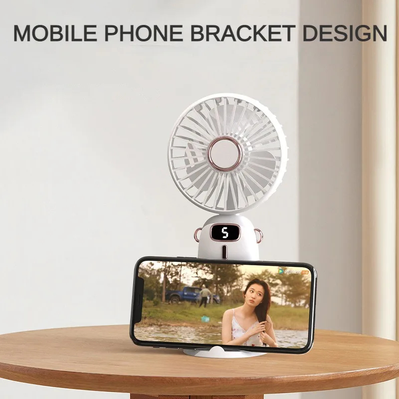 Handheld Mini Fan Foldable Portable Neck Hanging Fans 5 Speed USB Rechargeable Fan with Phone Stand and Display Screen Y05 Handheld Fan-Best Rate. 