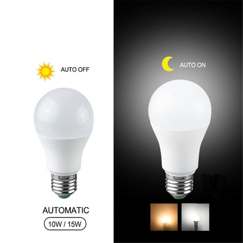 Led Sensor Lamp 220V 110V Dusk to Dawn Light Bulb E27 B22 IP44 Auto ON/OFF with Sensor Smart Light Bulb 10W 15W Day Night Light. 