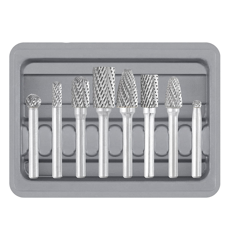1 Set 1/4 Inch Shank 8Pcs Die Grinder Bits Rotary File Rasp for Metal Wood Weld Concrete Stone Grinding
