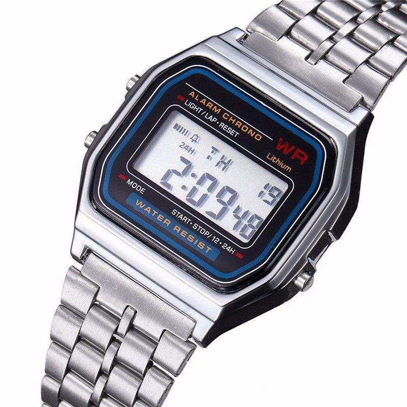 New Aw Metal trap Wr Fahion Tide Gold And ilver Cold Light Fw Electronic Meter Watch. 