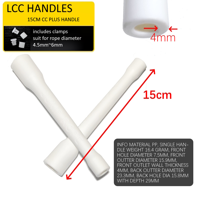 CC LCC Spare Handle jump rope DIY part accessories 15cm length 1 pair handles with clamps 5mm 6mm suitable PVC speed rope. 