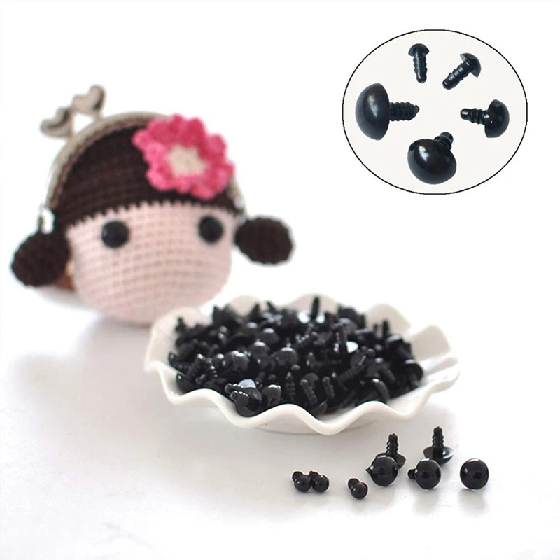 500Pcs DIY Doll Eyes Black Plastic Doll Eyes Crafts Safety Doll Eyes For Teddy Bear Soft Animal Doll. 