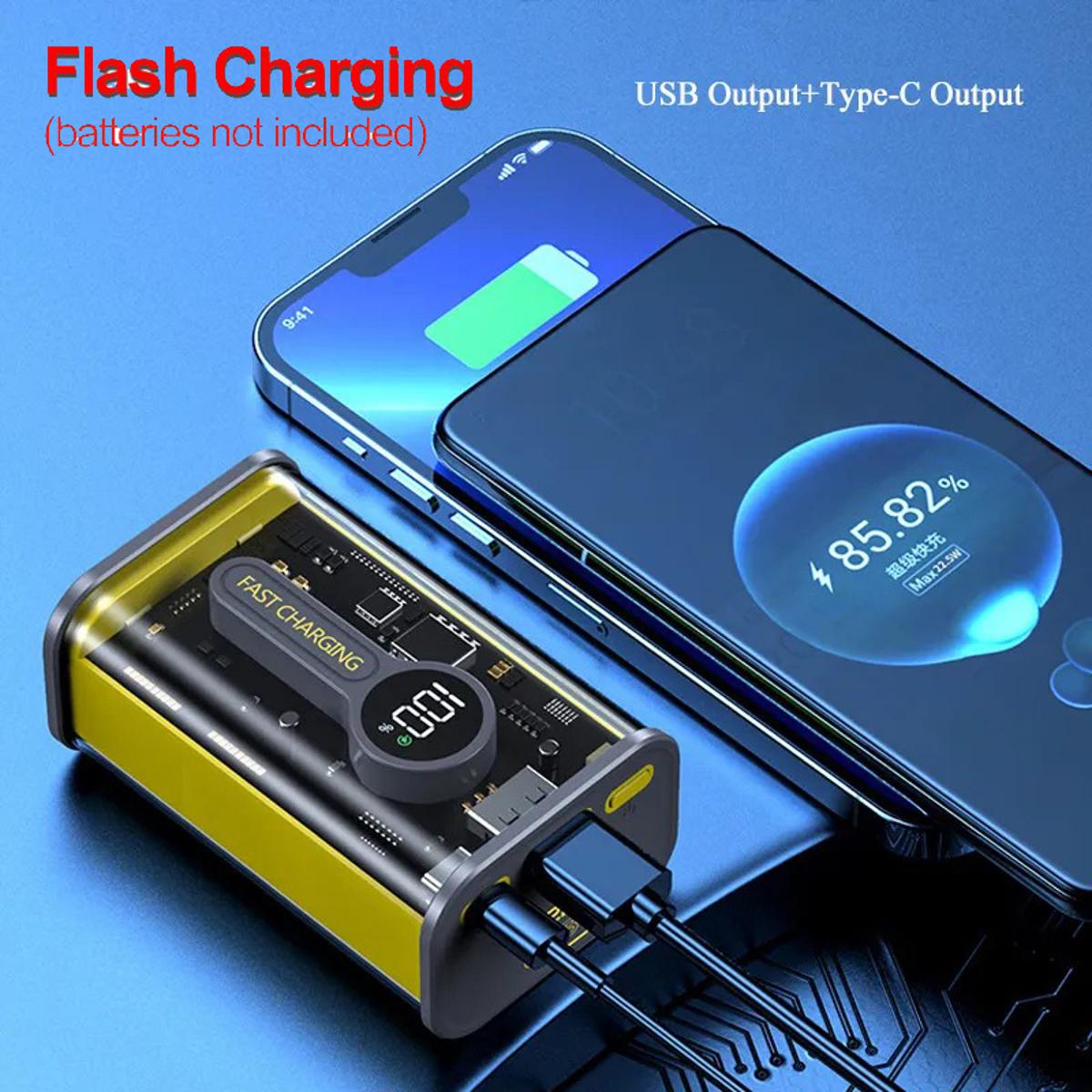 PD22.5W 4 battery Nothing Power Bank Case Transparent Power Bank Fast Charging External Battery for Mobile and others Battery Charger (Without Battery)