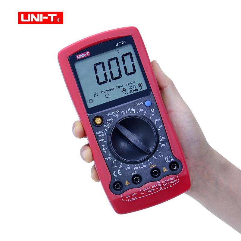 UNI-T UT105 UT107 Automobile Digital Multimeter;DC voltage DC current meter;Ohm Diode tester;Engine speed Measure Dwell/Tach. 