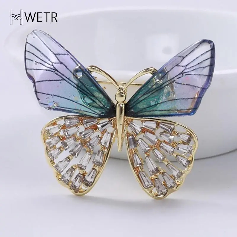 Luxury Crystal Butterfly Brooch Pearl Pendant Lapel Pins For Women