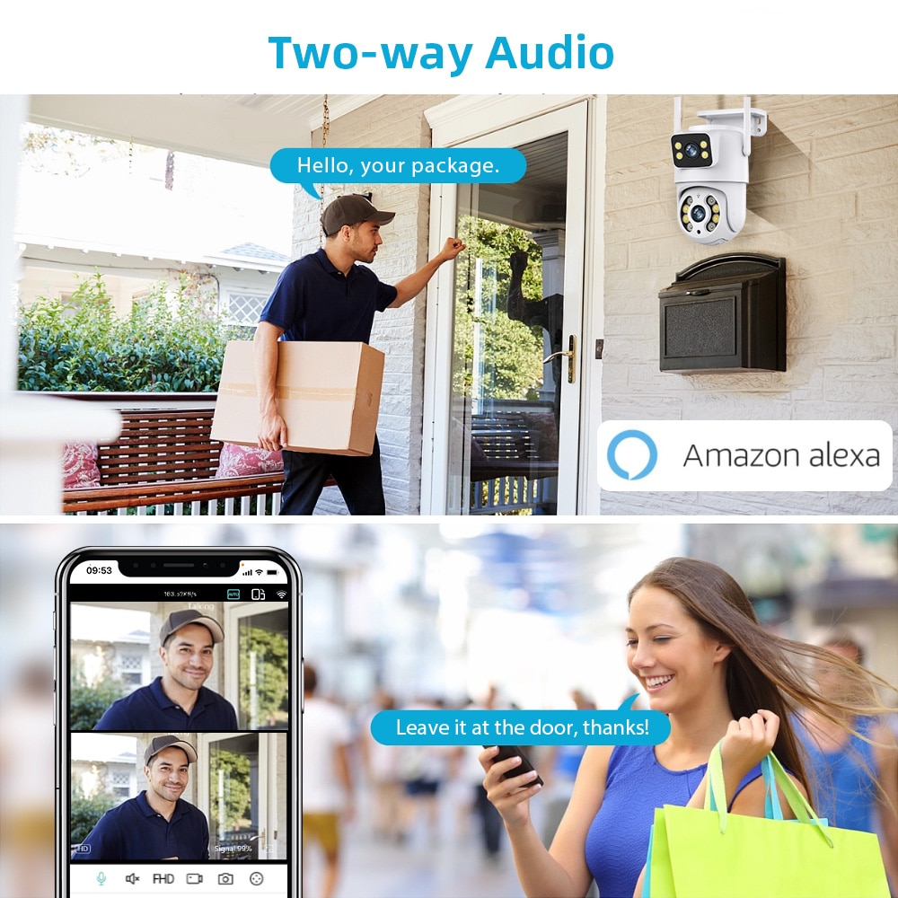 Hiseeu 4K 8MP Wifi Surveillance Camera Dual Lens 4X Digital Zoom AI Human Detect ONVIF Wireless Outdoor Security PTZ IP Cameras. 