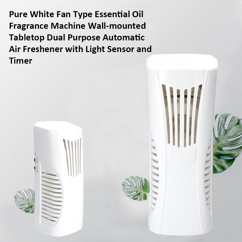 Migeet Pure White Fan Type Essential Oil Fragrance Machine Wall-mounted Tabletop Dual Purpose Automatic Air Freshener with Light Sensor and Timer. 