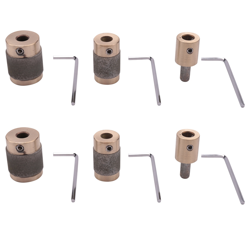 6Pcs Grinder 1 Inch 3/4 Inch 1/4 Inch Brass Core Standard Grit Stained Glass Grinder Bit for Glass Stone