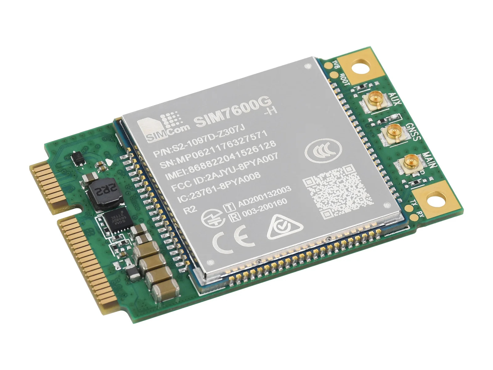 Waveshare SIM7600G-H-PCIE SIMCom Original 4G LTE Cat-4 Module, Global Coverage,  Mini-PCIe Connector LTE-TDD, LTE-FDD. 