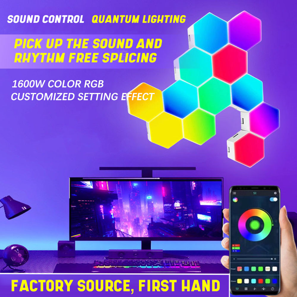 RGB Bluetooth LED Hexagon Light Indoor Wall Light APP Remote Control Night Light for Computer Game Room Children Bedroom Decor. 