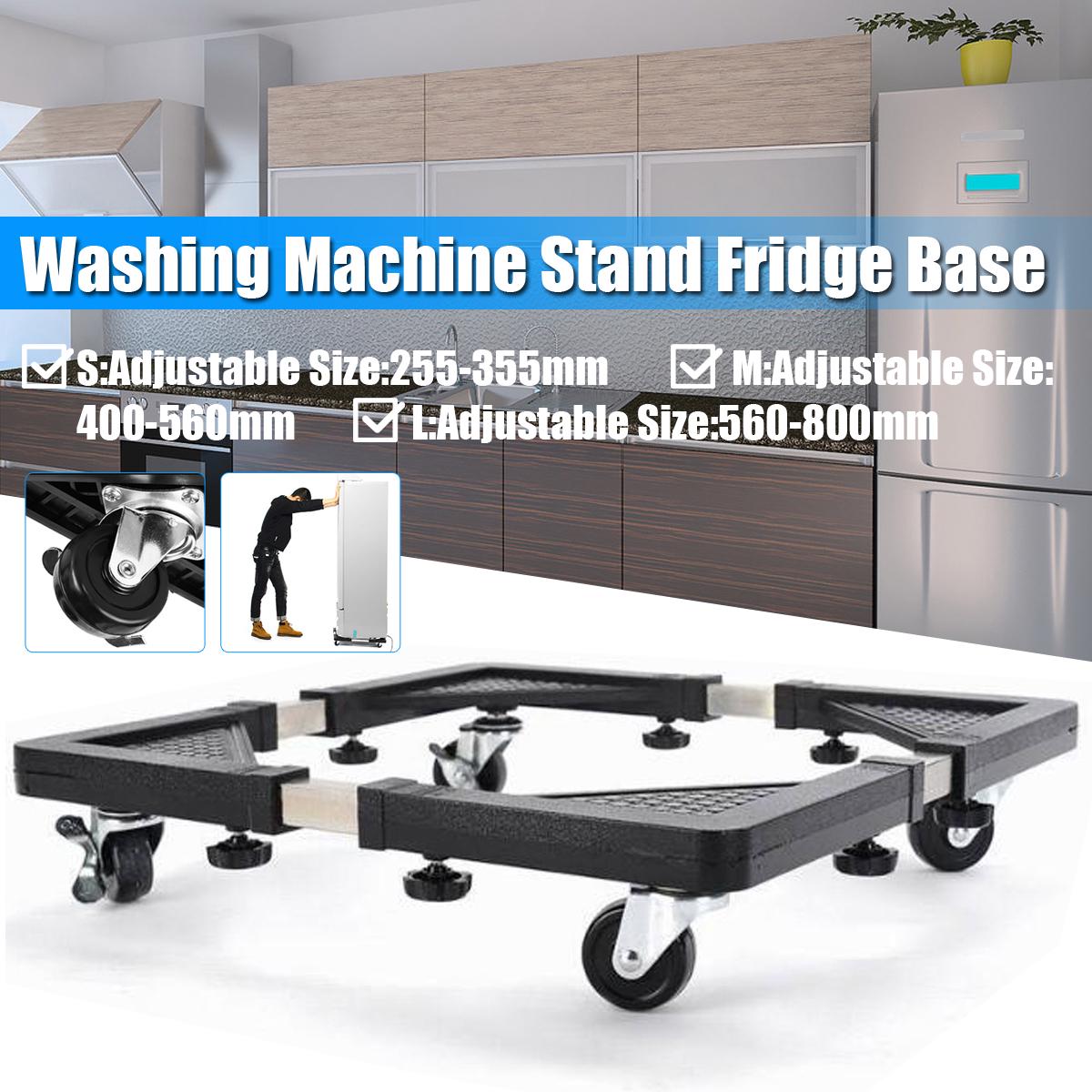 Multi-Functional Adjustable & Expandable for Fully Automatic Washing Machine,Mini Refrigerator and Fridge Base Trolley Stand with Wheels (Stainless Steel). 