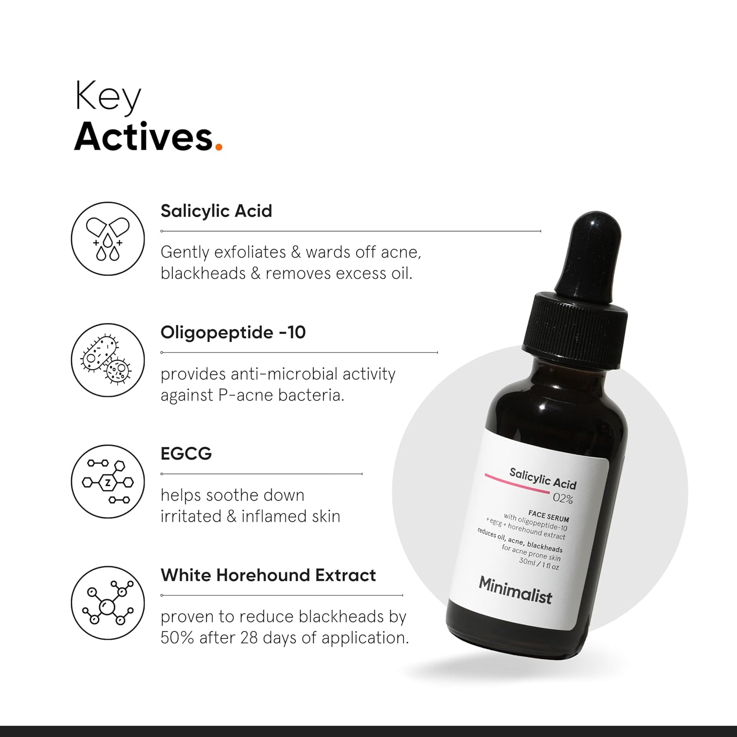 Minimalist Anti-Acne 2% Salicylic Acid Face Serum 30ml for All Skin Types | Reduces Blackheads,Oiliness, Excess Oil & Bumpy Texture | BHA Based Exfoliant. 