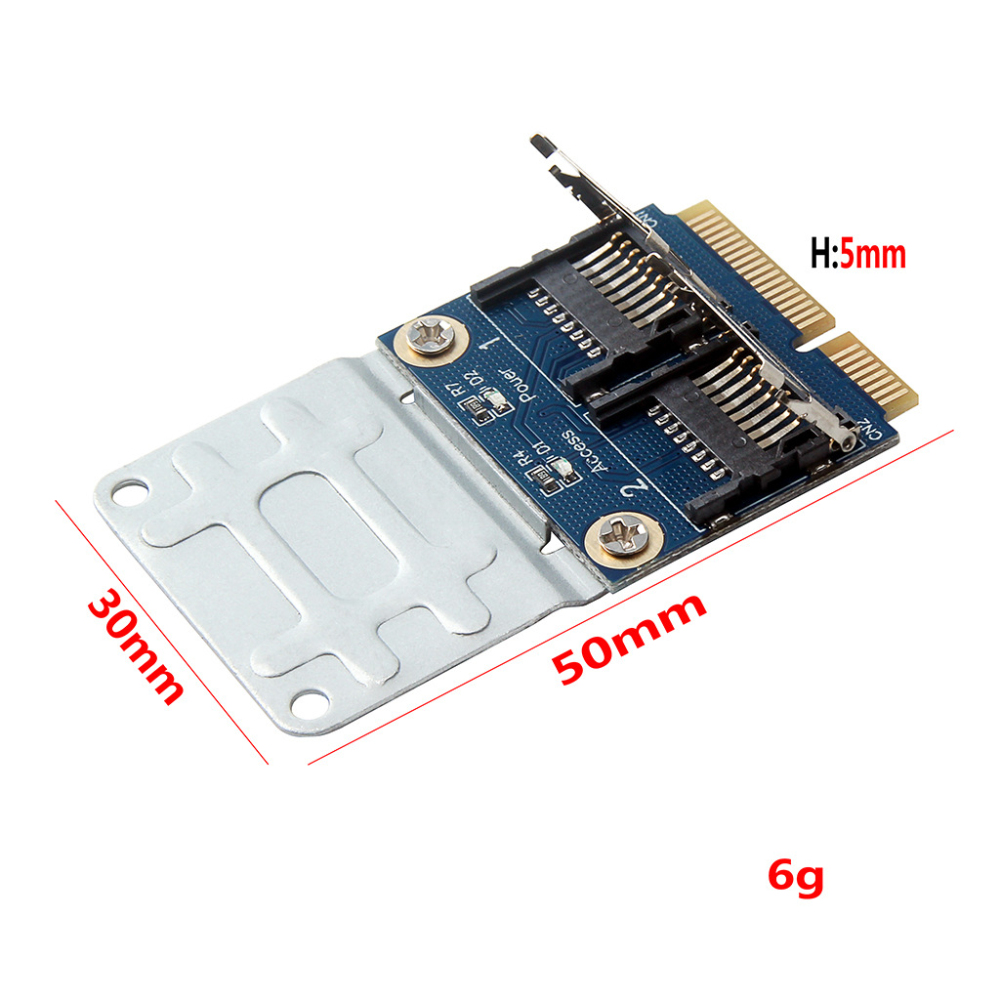 2 SSD HDD for Laptop Dual Micro- SD SDHC SDXC TF to Mini PCIe Memory Card Reader MPCIe to 2 Mini-Sdcards Mini Pci-E Adapter Designed for notebooks. 