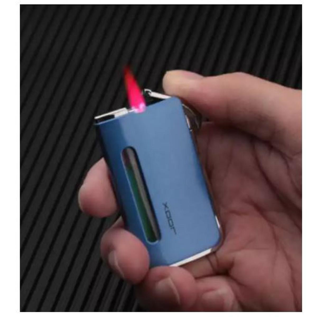 Ultra-thin Windproof Mini Inflatable Lighter Metal Gas Lighter Refillable Butane Cigarette Lighter Red Flame